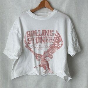 Abercrombie & Fitch Rolling Stones Graphic Cropped T-Shirt sz S Cotton Normcore